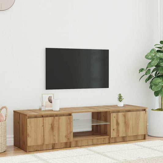 TV-bänk med LED-lampor artisan ek 140x40x36cm konstruerat trä