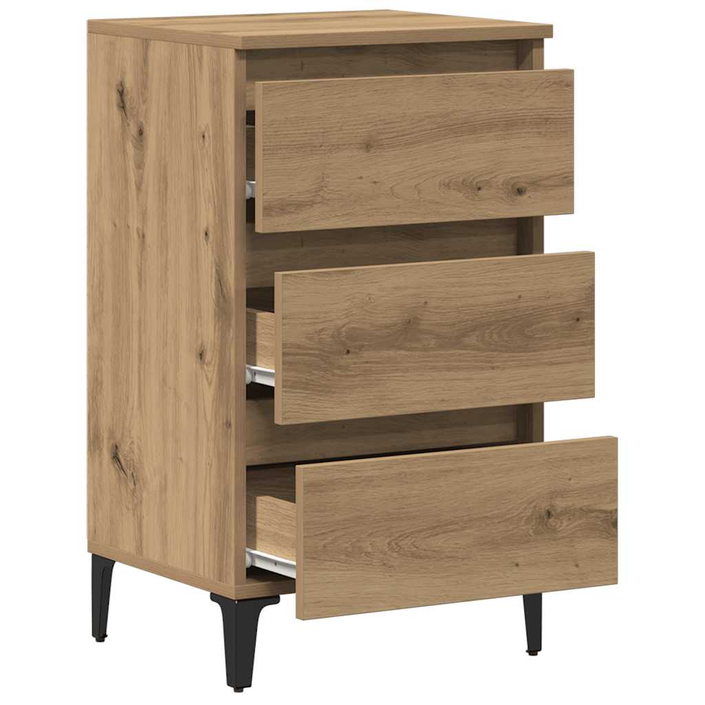 Sängbord Nattduksbord Artisan Ek med metallben 40x35x69 cm