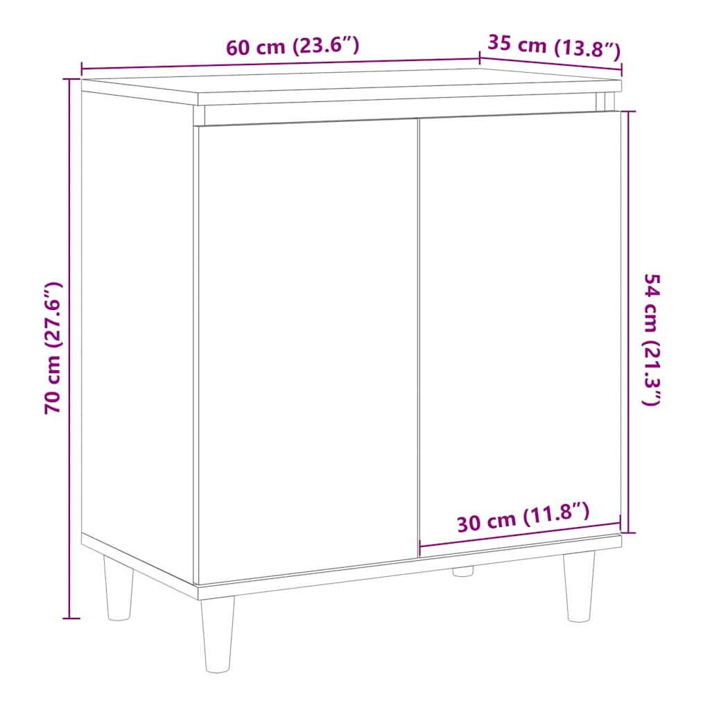Byrå ek 60x35x70 cm konstruerat trä