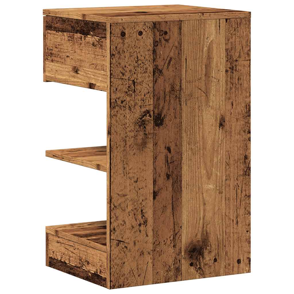 Sängbord 2 st åldrat trä 40x35x65 cm konstruerat trä
