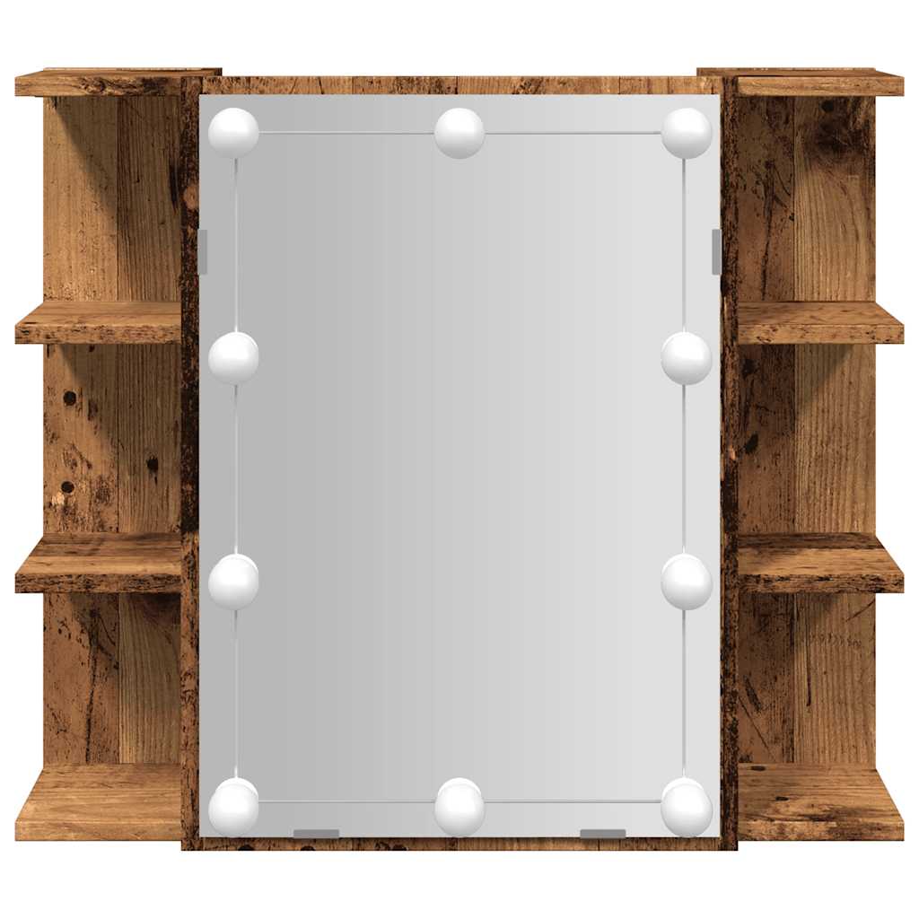 Badrumsspegel Spegelskåp LED gammalt Trä 70x16,5x60 cm