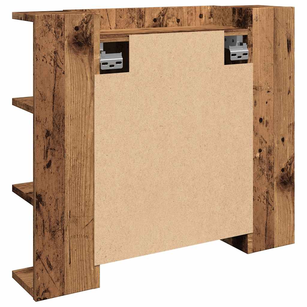 Badrumsspegel Spegelskåp LED gammalt Trä 70x16,5x60 cm