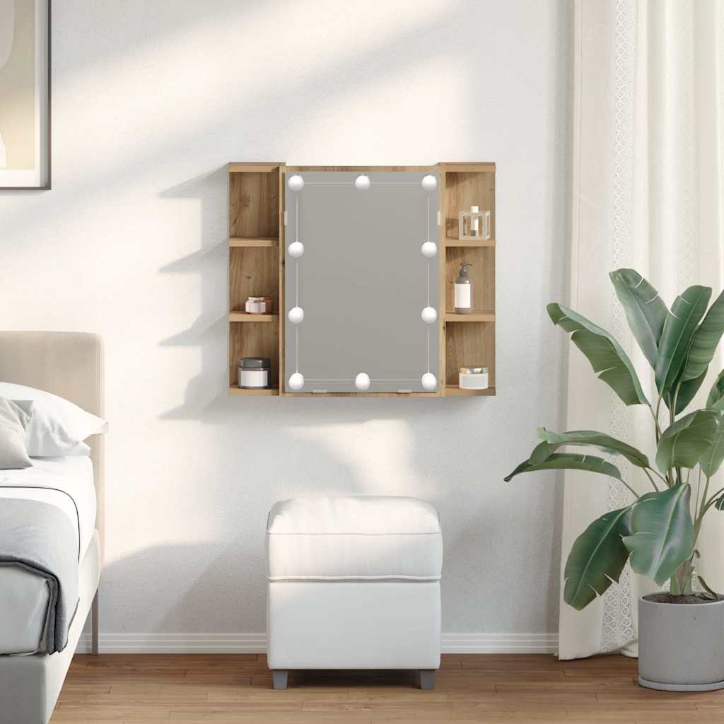 Badrumsspegel Spegelskåp LED Artisan Ek 70x16,5x60 cm