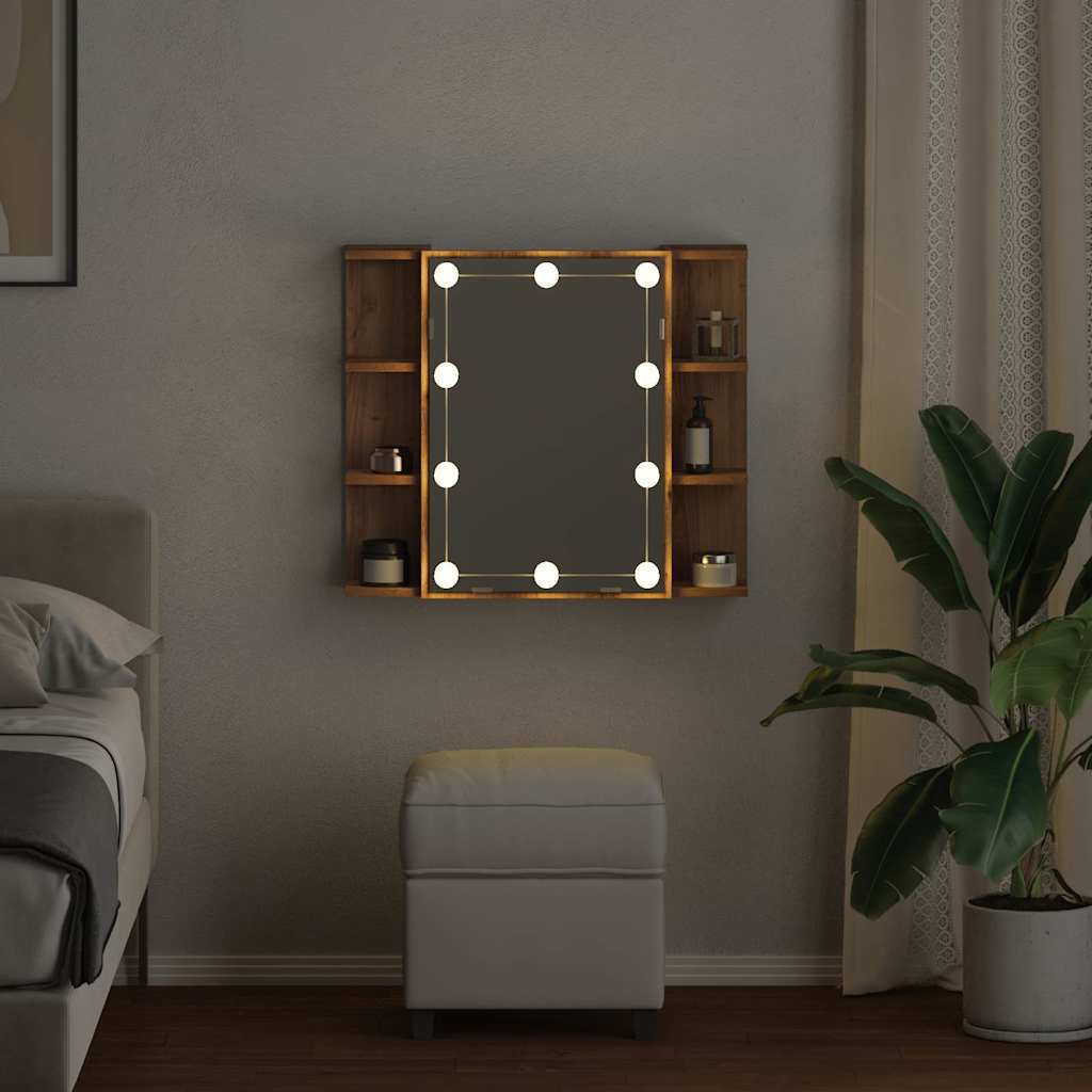 Badrumsspegel Spegelskåp LED Artisan Ek 70x16,5x60 cm