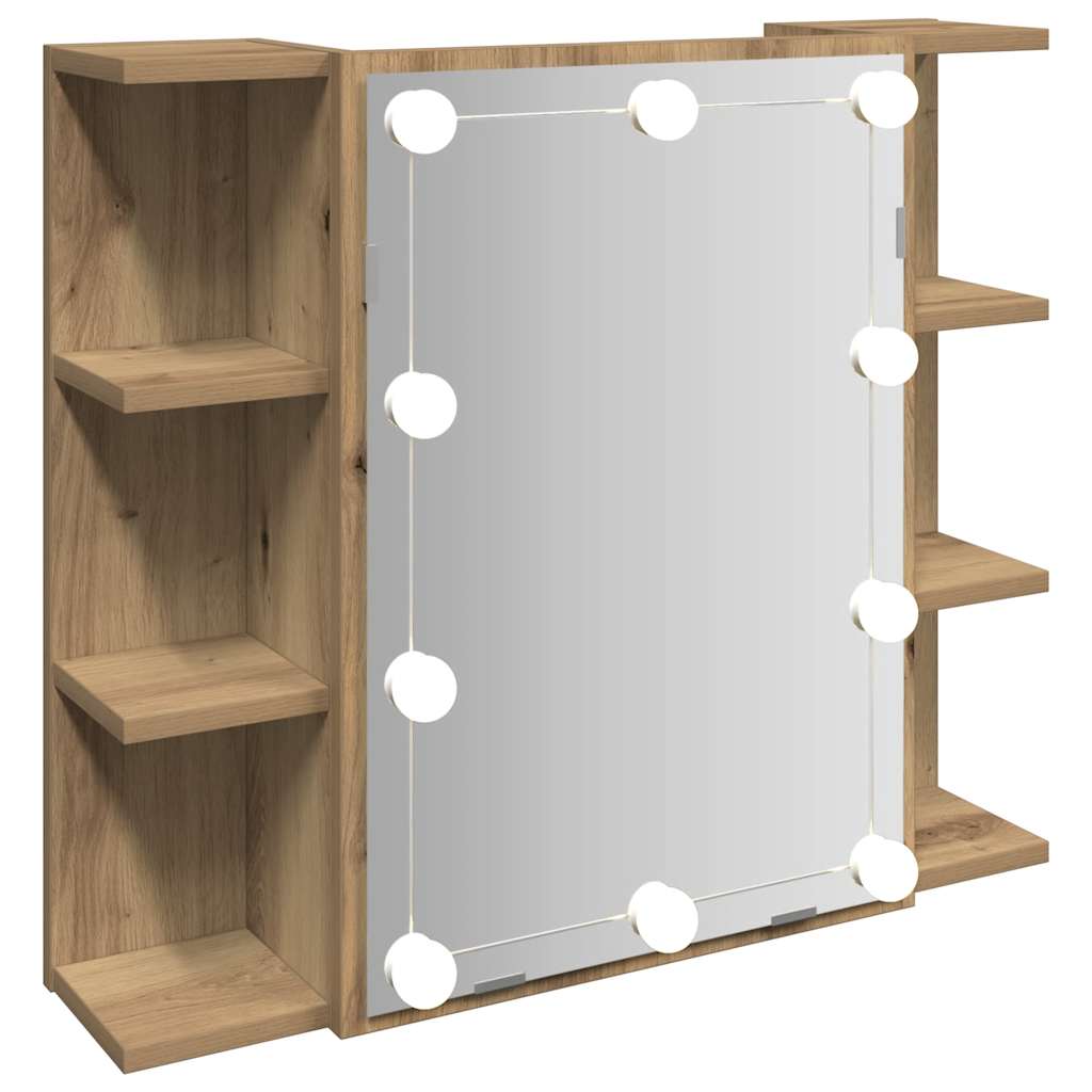 Badrumsspegel Spegelskåp LED Artisan Ek 70x16,5x60 cm