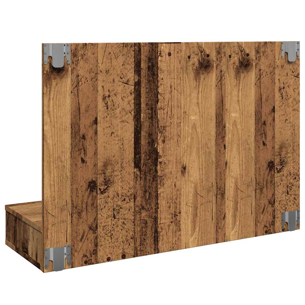 Badrumsspegel Spegelskåp LED gammalt Trä 90x31,5x62 cm