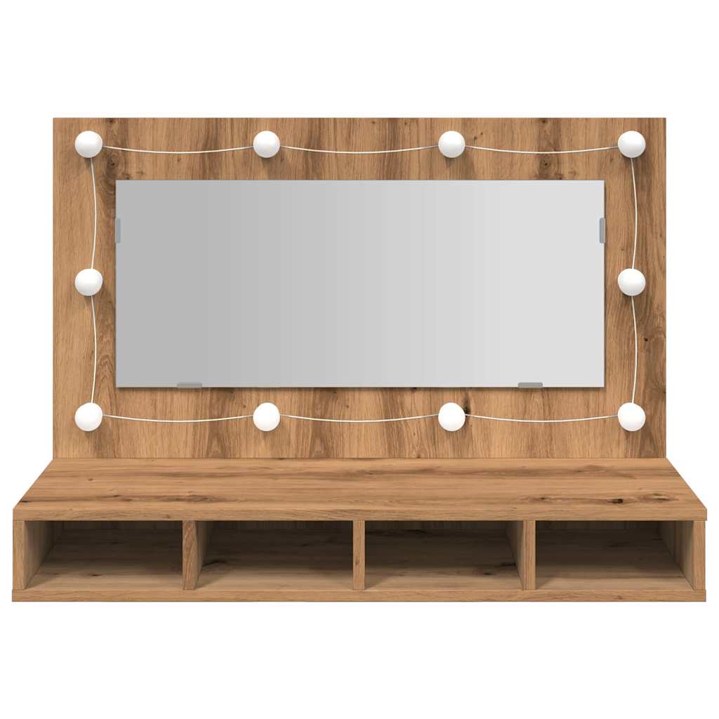 Badrumsspegel Spegelskåp LED Artisan Ek 90x31,5x62 cm