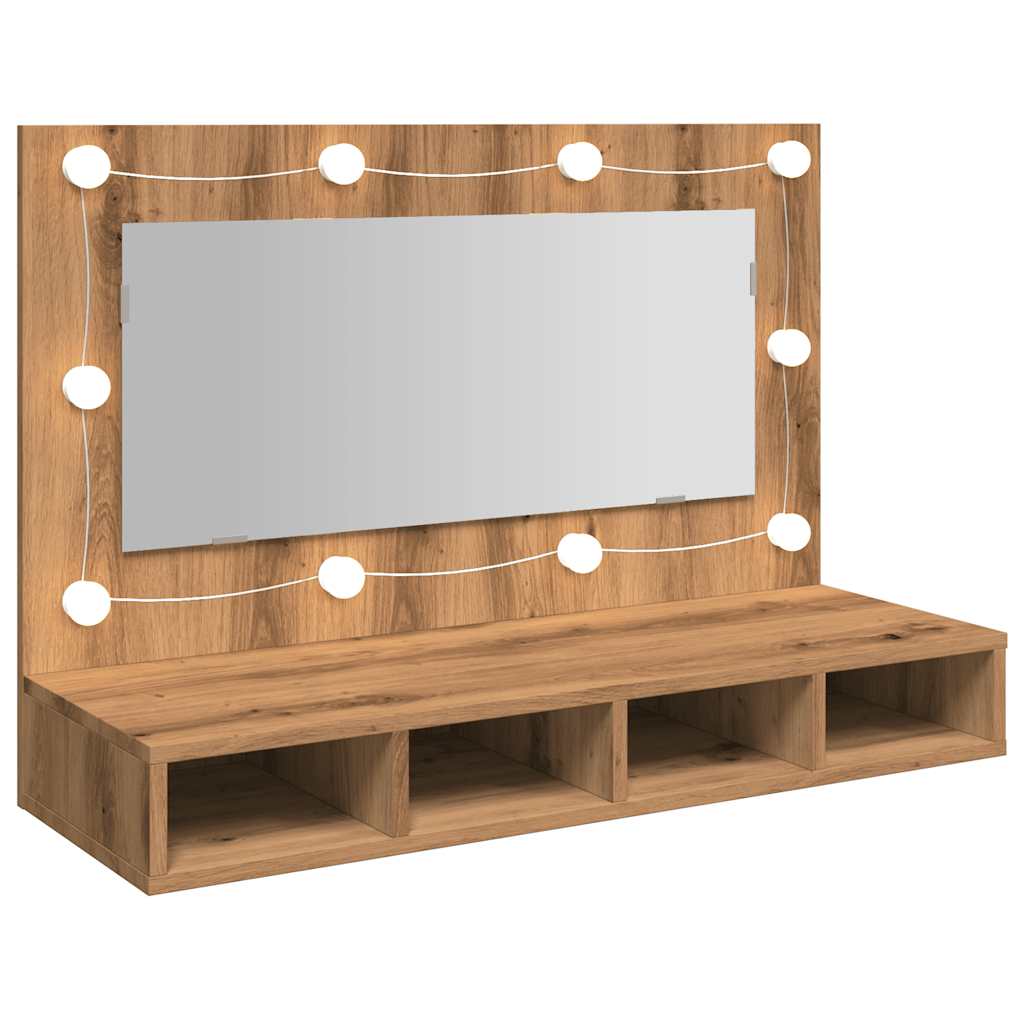 Badrumsspegel Spegelskåp LED Artisan Ek 90x31,5x62 cm