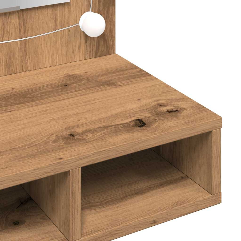 Badrumsspegel Spegelskåp LED Artisan Ek 90x31,5x62 cm