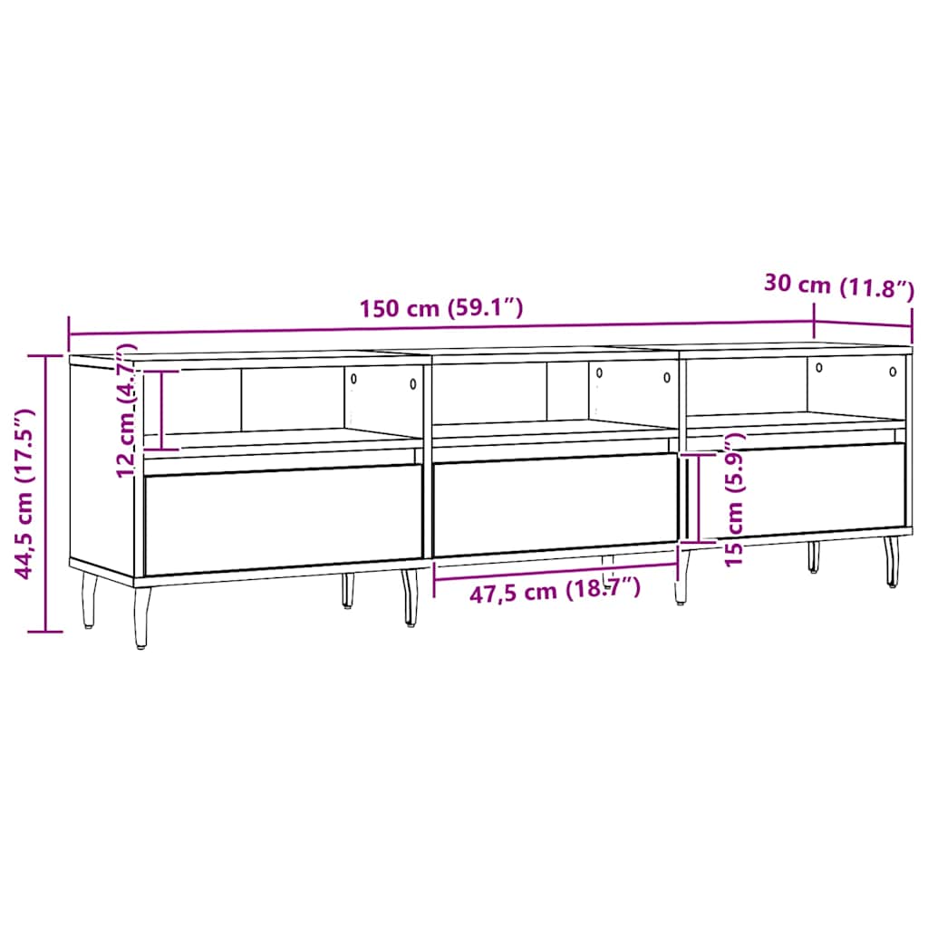 Tv-bänk artisan ek 150x30x44,5 cm konstruerat trä