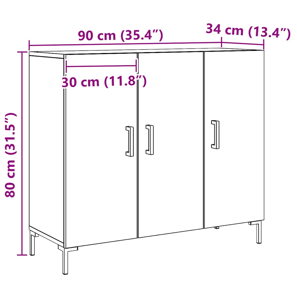 Skänk Brun Ek 90x34x80 cm