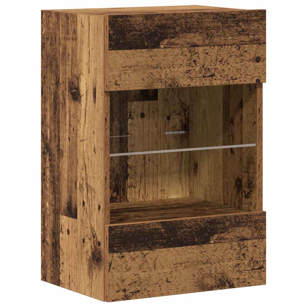 Nástenné skrinky s LED osvetlením pre TV 2 st åldrat trä 40x30x60,5 cm
