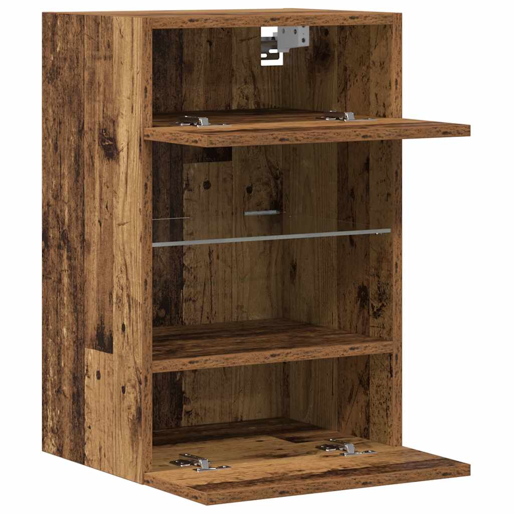 Nástenné skrinky s LED osvetlením pre TV 2 st åldrat trä 40x30x60,5 cm