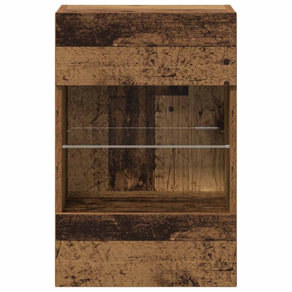 Nástenné skrinky s LED osvetlením pre TV 2 st åldrat trä 40x30x60,5 cm