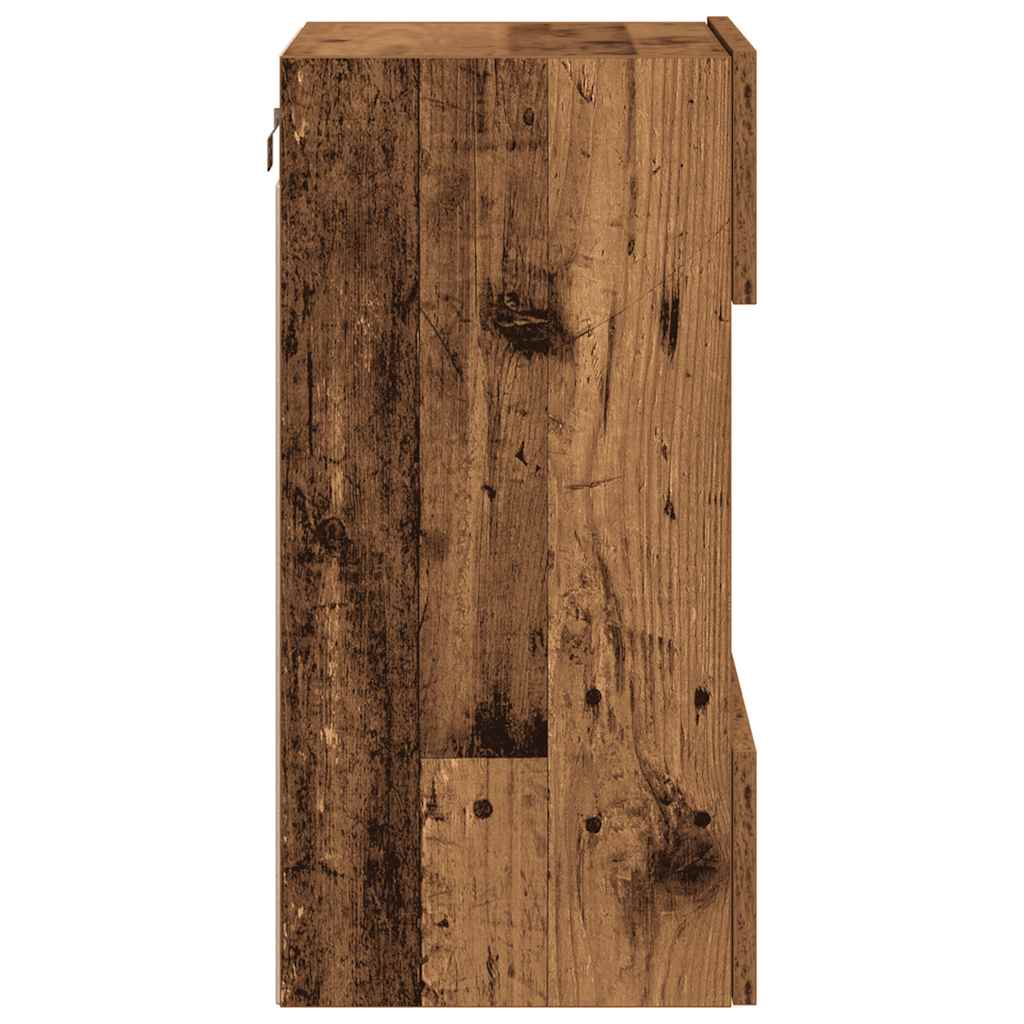 Nástenné skrinky s LED osvetlením pre TV 2 st åldrat trä 40x30x60,5 cm