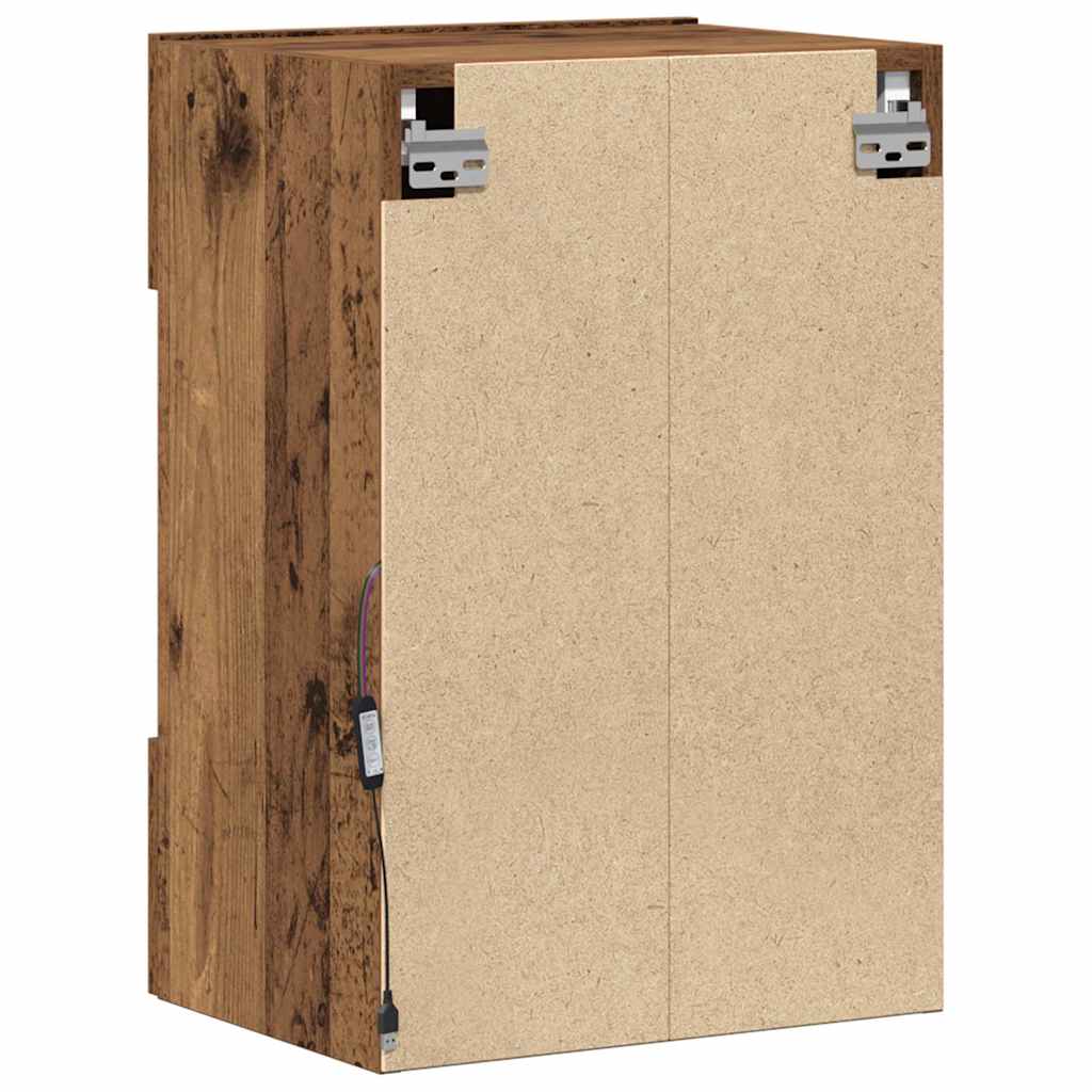 Nástenné skrinky s LED osvetlením pre TV 2 st åldrat trä 40x30x60,5 cm