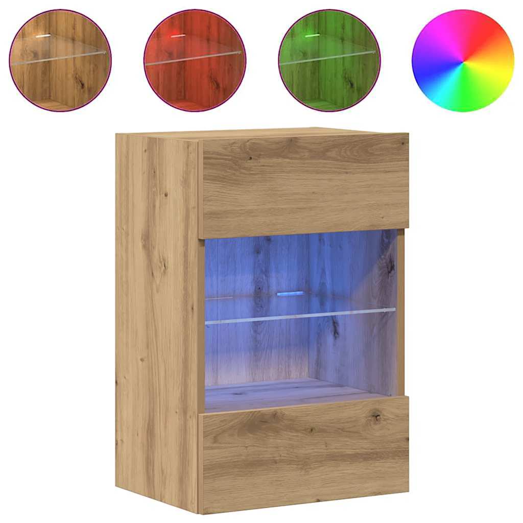 Nástenné skrinky s LED osvetlením pre TV 2 st artisan ek 40x30x60,5 cm