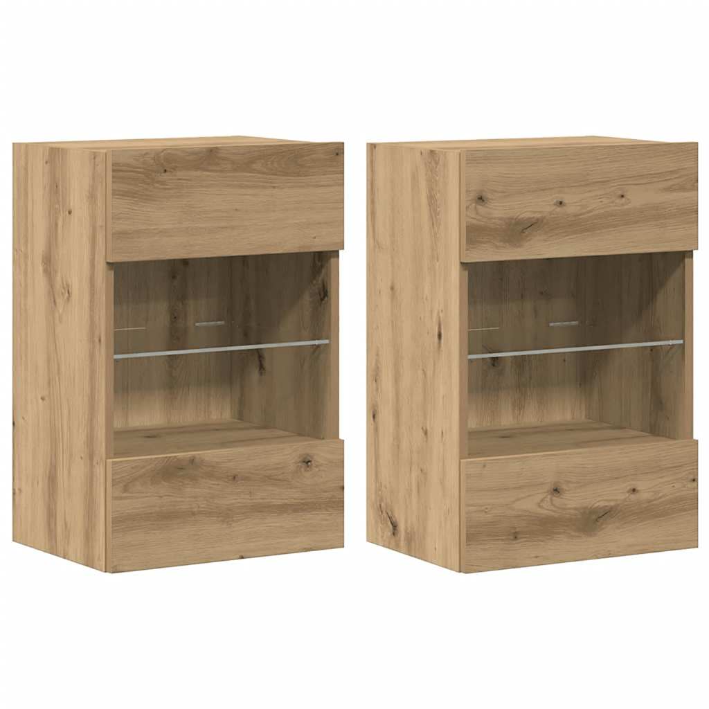 Nástenné skrinky s LED osvetlením pre TV 2 st artisan ek 40x30x60,5 cm