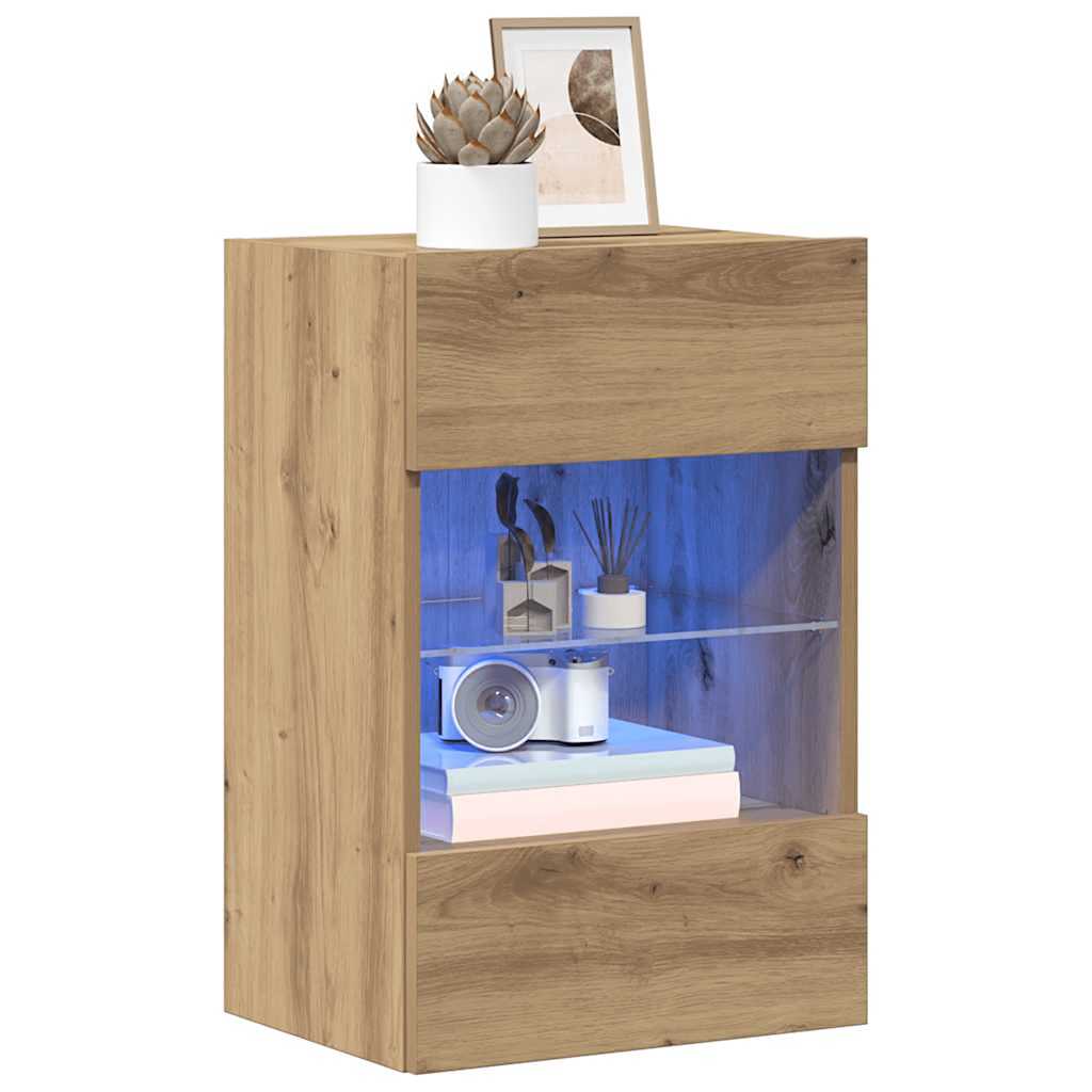 Nástenné skrinky s LED osvetlením pre TV 2 st artisan ek 40x30x60,5 cm