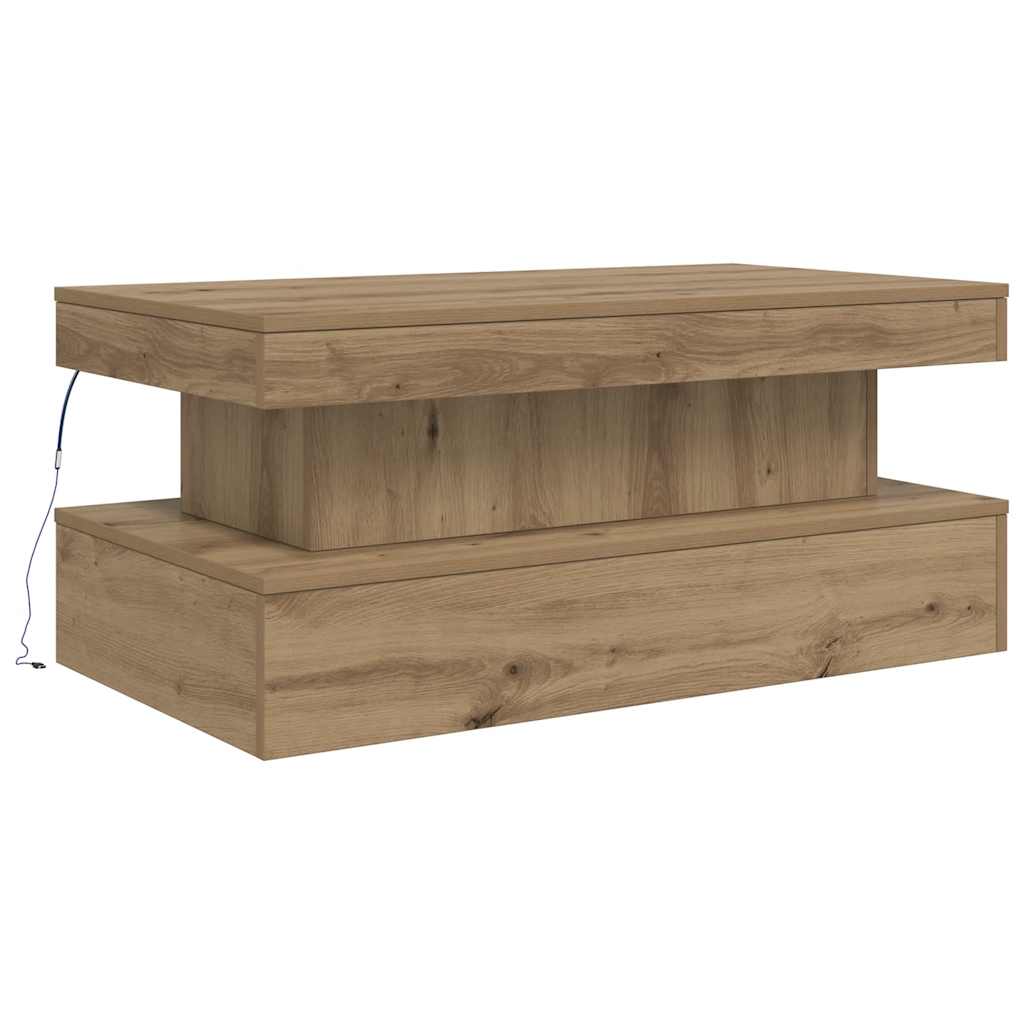 Soffbord med LED ek 90x50x40 cm