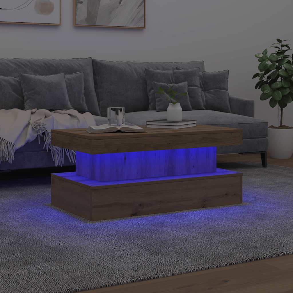 Soffbord med LED ek 90x50x40 cm