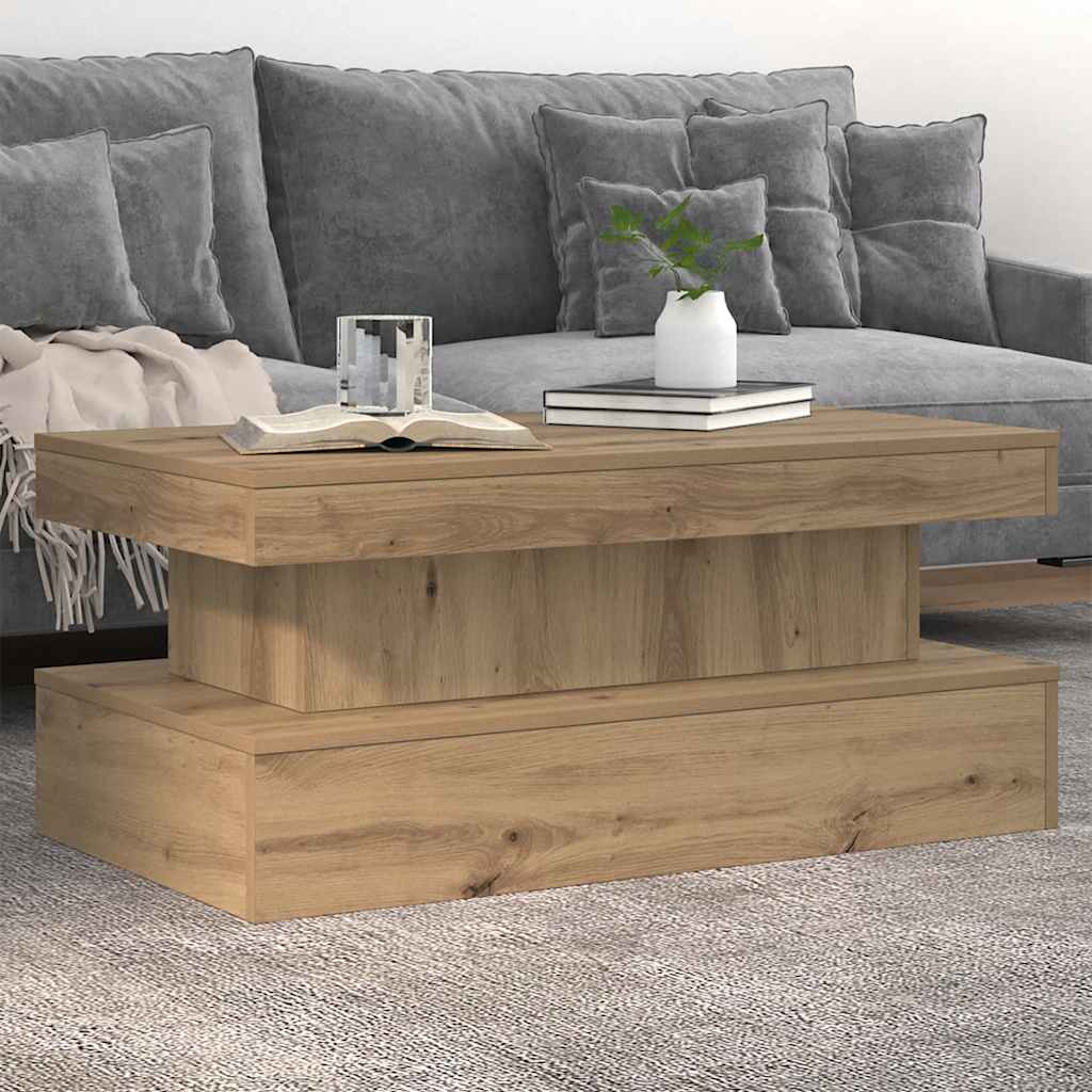 Soffbord med LED ek 90x50x40 cm