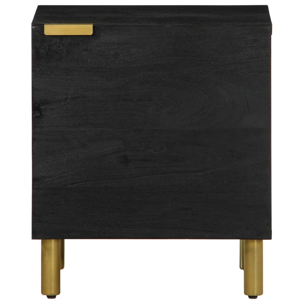 Sängbord 2 st svart 40x33x46 cm massivt mangoträ