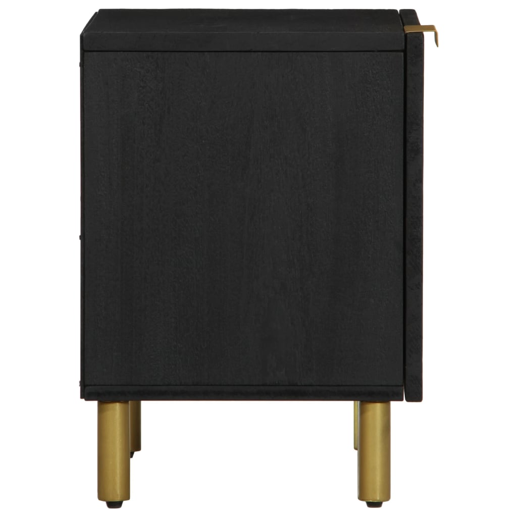 Sängbord 2 st svart 40x33x46 cm massivt mangoträ