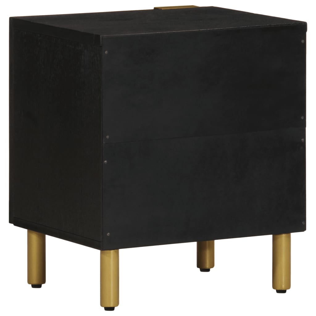 Sängbord 2 st svart 40x33x46 cm massivt mangoträ