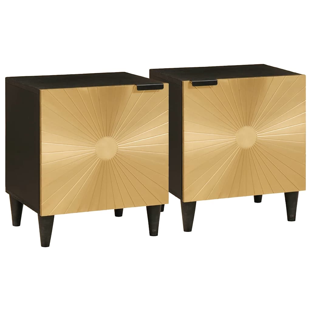 Sängbord 2 pcs Svart och Guld 40 x 33.5 x 46 cm