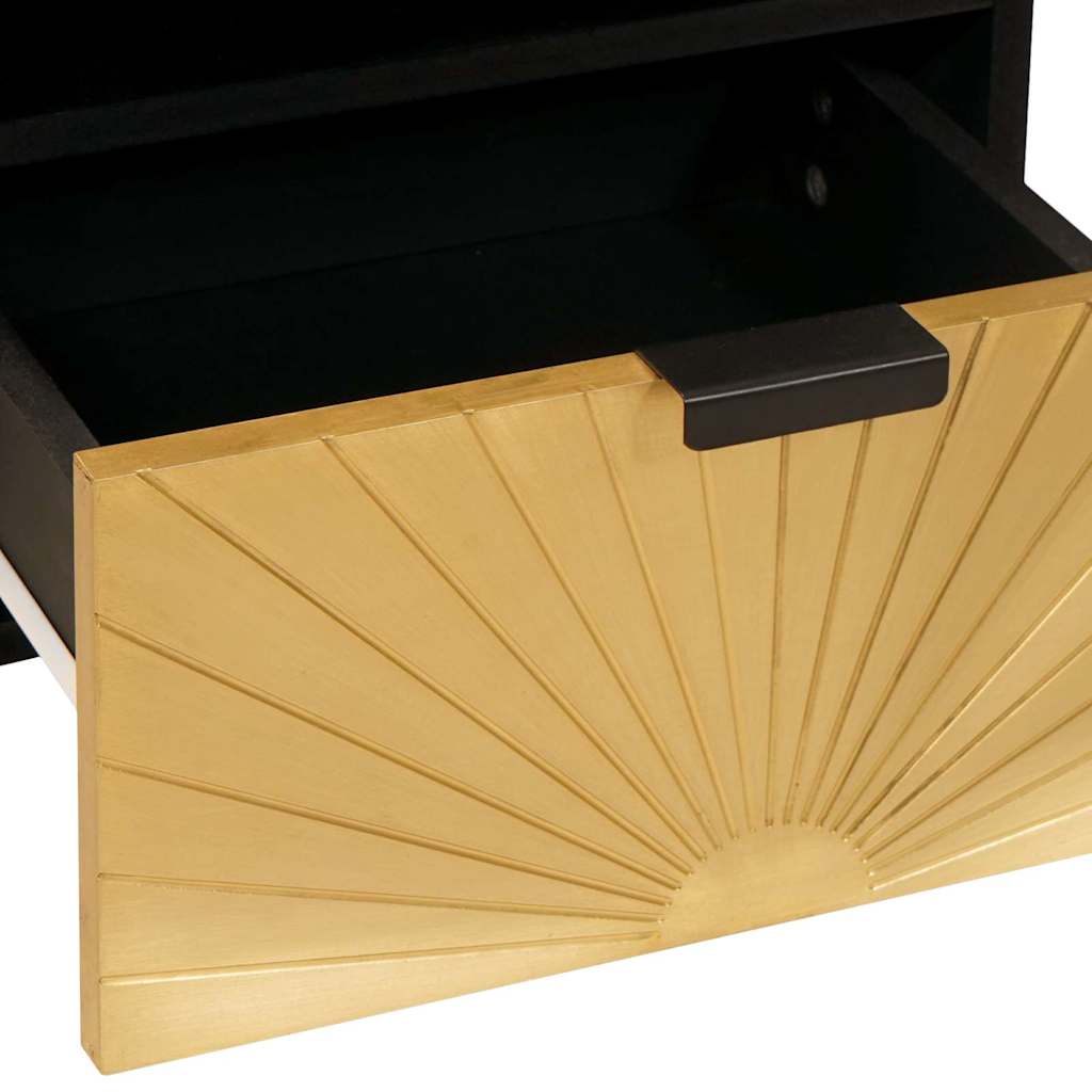 Sängbord 2 pcs Svart och Guld 40 x 33 x 46 cm massivt mangoträ