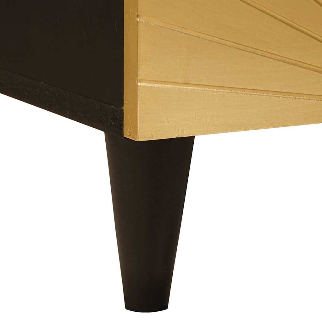 Sängbord 2 pcs Svart och Guld 40 x 33 x 46 cm massivt mangoträ