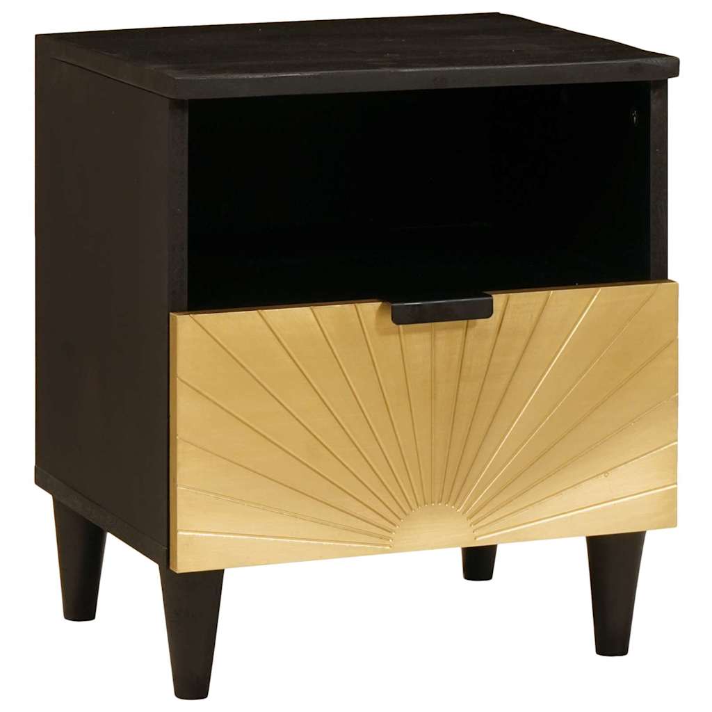 Sängbord 2 pcs Svart och Guld 40 x 33 x 46 cm massivt mangoträ