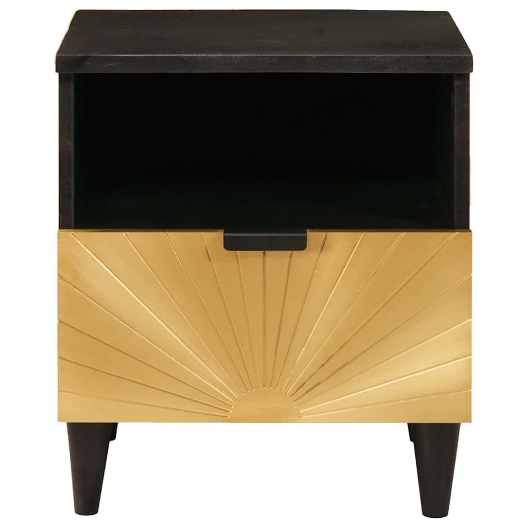 Sängbord 2 pcs Svart och Guld 40 x 33 x 46 cm massivt mangoträ