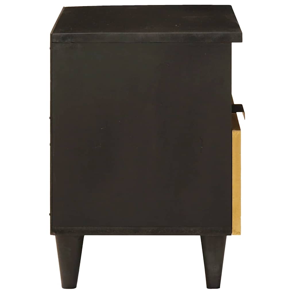 Sängbord 2 pcs Svart och Guld 40 x 33 x 46 cm massivt mangoträ