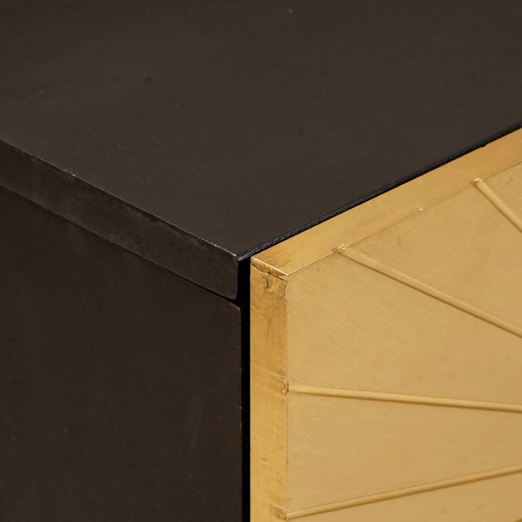Sängbord Svart och Guld 50 x 33 x 60 cm massivt mangoträ