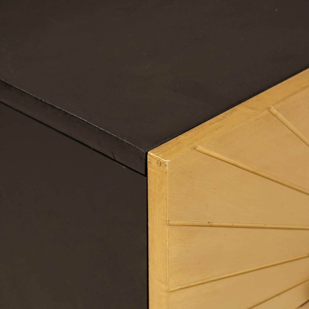 Sängbord Svart och Guld 50 x 33 x 60 cm massivt mangoträ