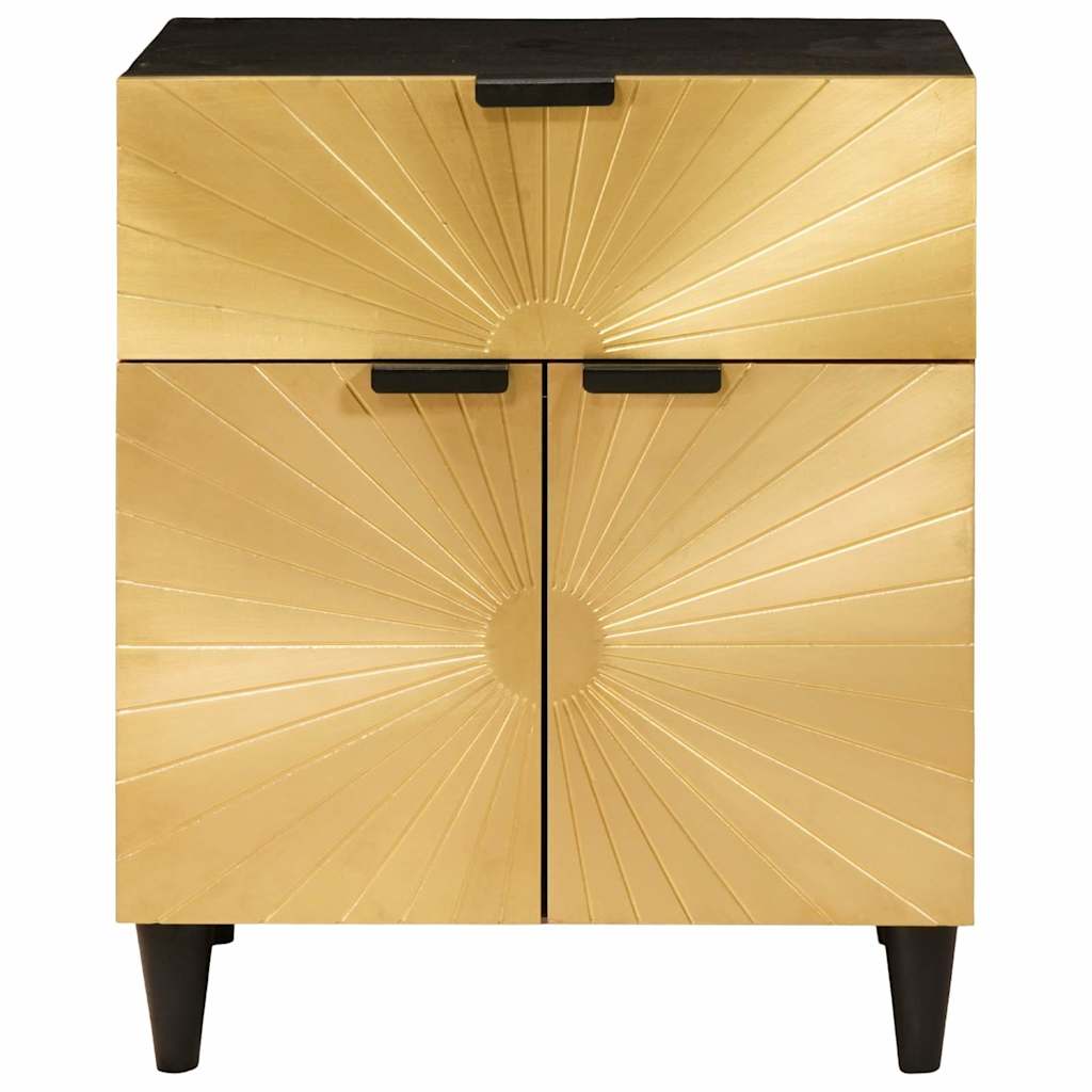 Sängbord Svart och Guld 50 x 33 x 60 cm massivt mangoträ