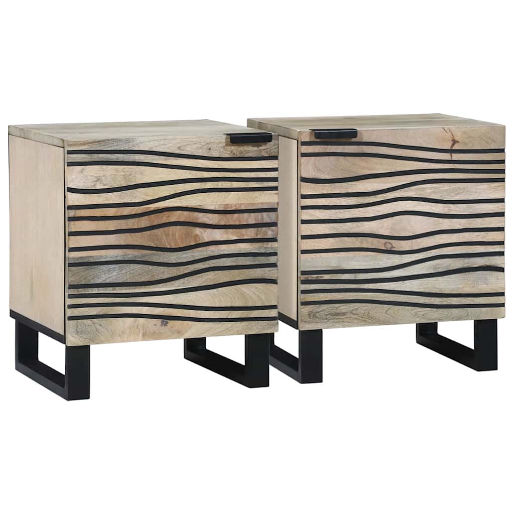 Sängbord 2 pcs Naturfärg 40 x 33 x 46 cm massivt mangoträ