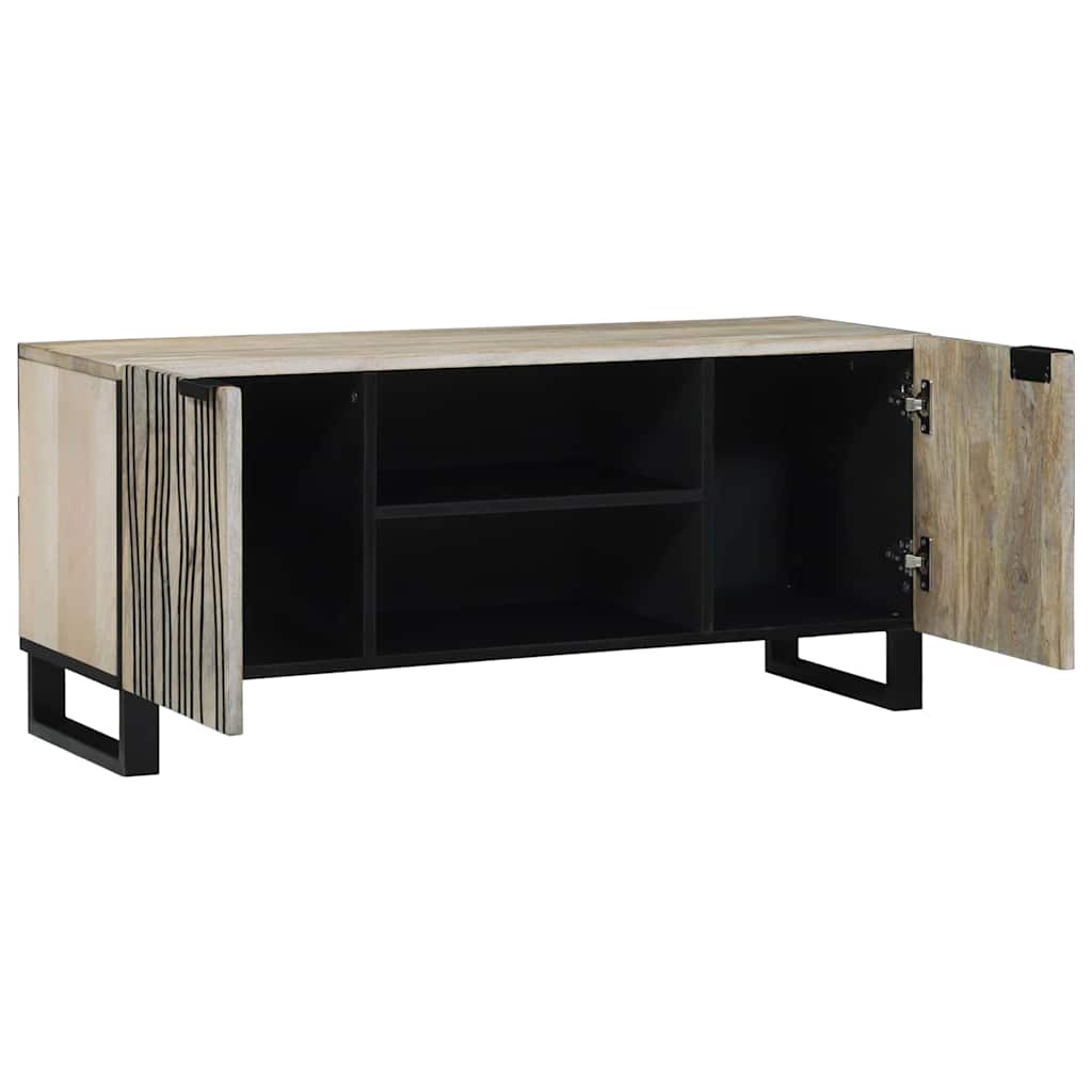TV-skåp Vit 105 x 33 x 46 cm massivt mangoträ