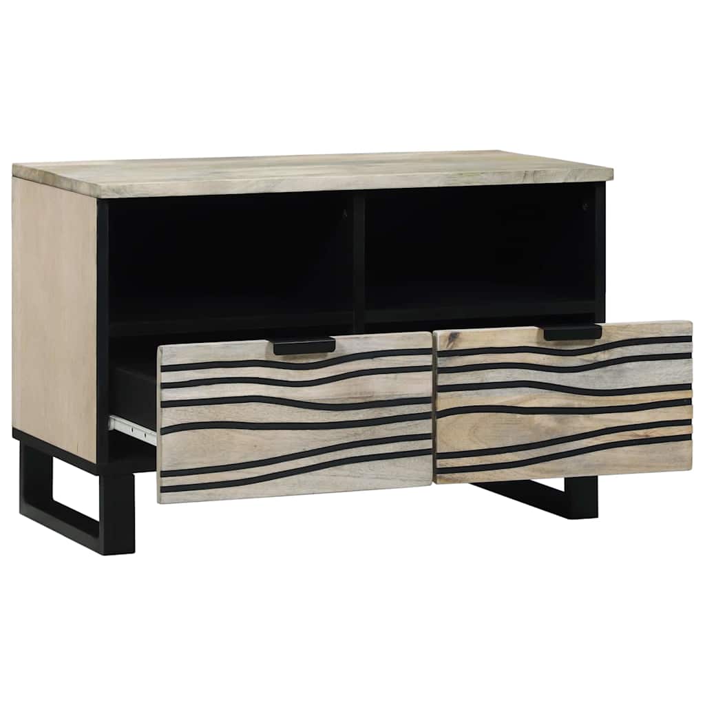 TV-skåp med låda Vit 70 x 33 x 46 cm massivt mangoträ