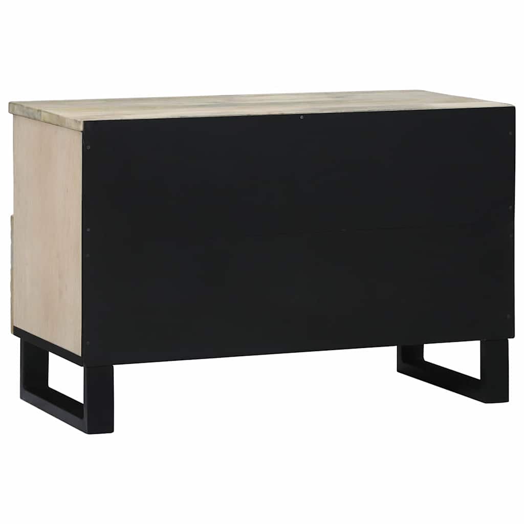 TV-skåp med låda Vit 70 x 33 x 46 cm massivt mangoträ