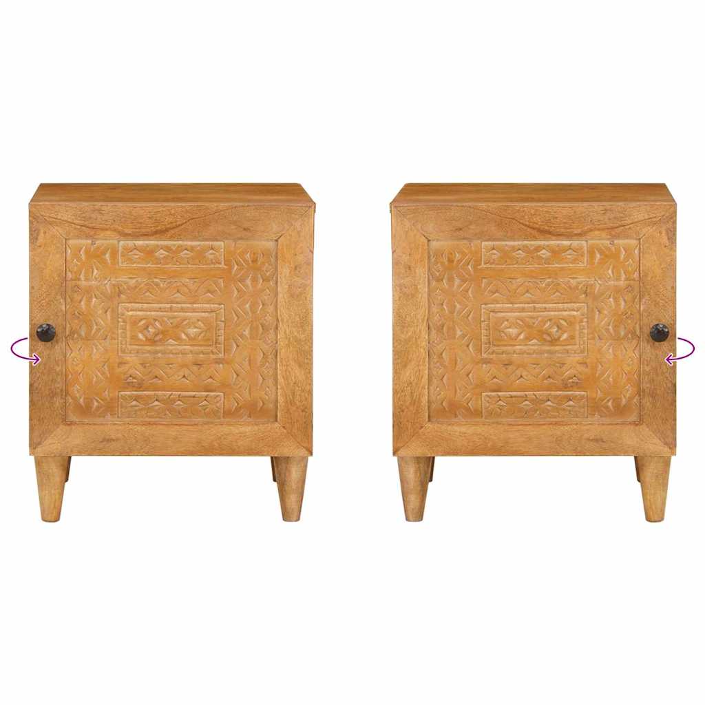 Sängbord 2 pcs Ljusbrun 40 x 33 x 46 cm massivt mangoträ