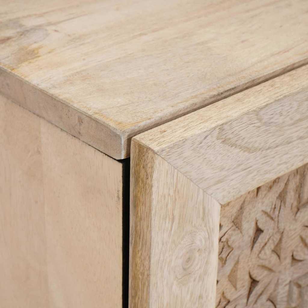 Sängbord 2 pcs Beige 40 x 33 x 46 cm massivt mangoträ
