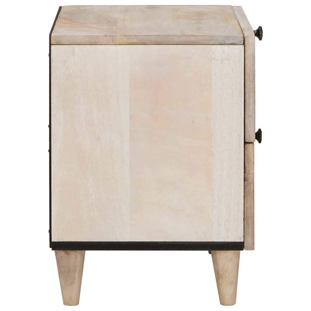 Sängbord med låda 2 pcs Beige 40 x 33 x 46 cm massivt mangoträ