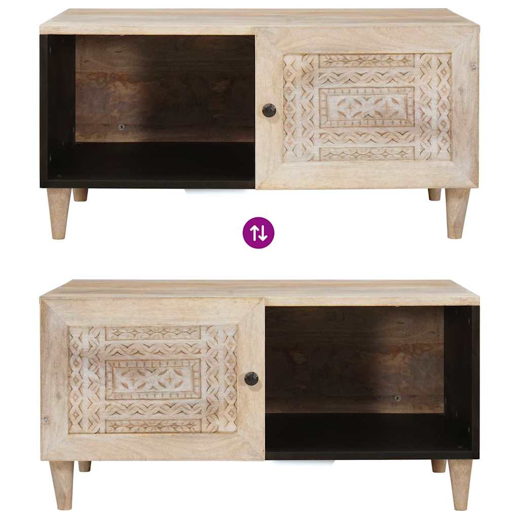 Soffbord Trä med hylla Beige 80 x 50 x 40 cm massivt mangoträ