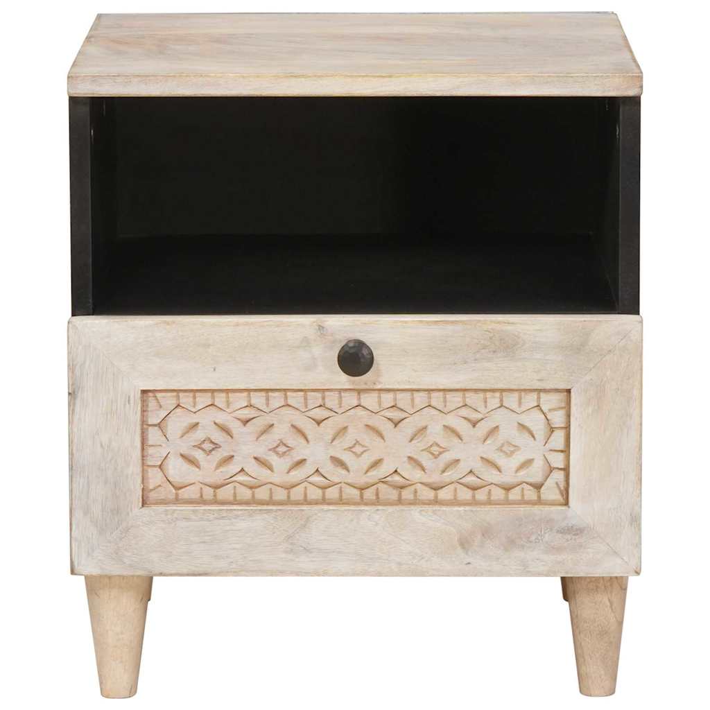 Sängbord med låda 2 pcs Beige 40 x 33 x 46 cm massivt mangoträ