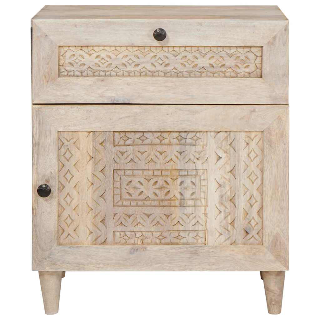 Sängbord med låda Beige 50 x 33 x 60 cm massivt mangoträ