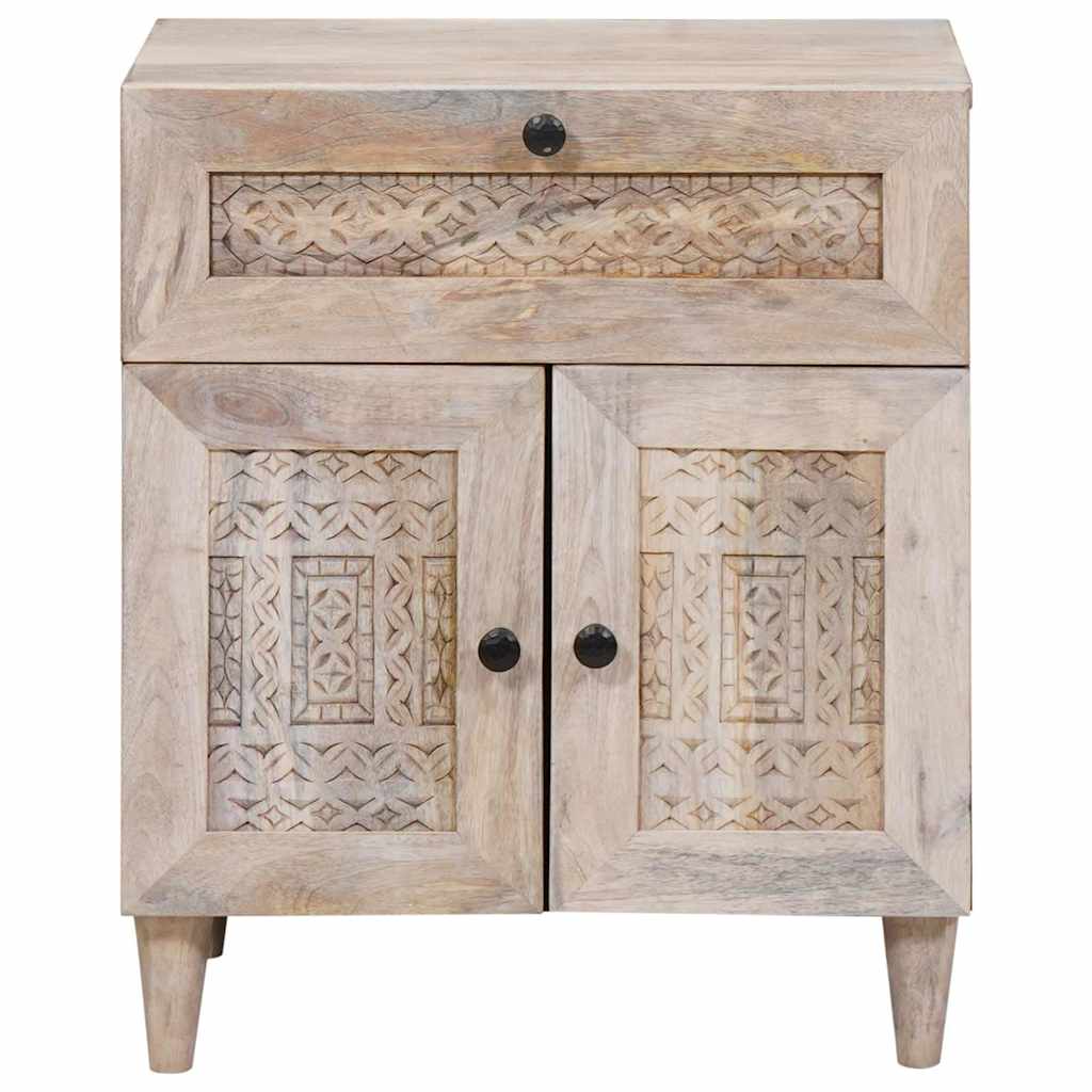 Sängbord med låda Beige 50 x 33 x 60 cm massivt mangoträ