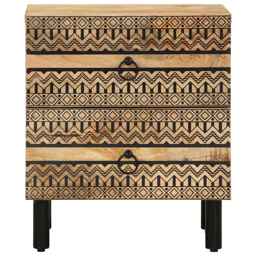 Sängbord Nattduksbord Svart 40x33,5x46 cm massivt grovt mangoträ